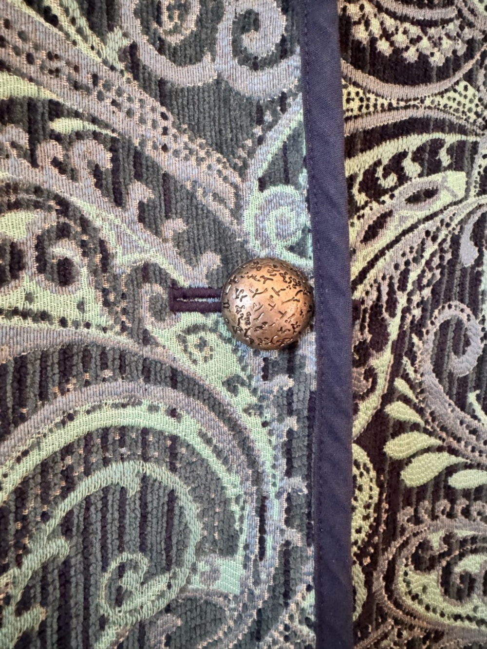 Women's Paisley Quilted Artisan Jacket - Navy & Mint - Picture 5 of 8